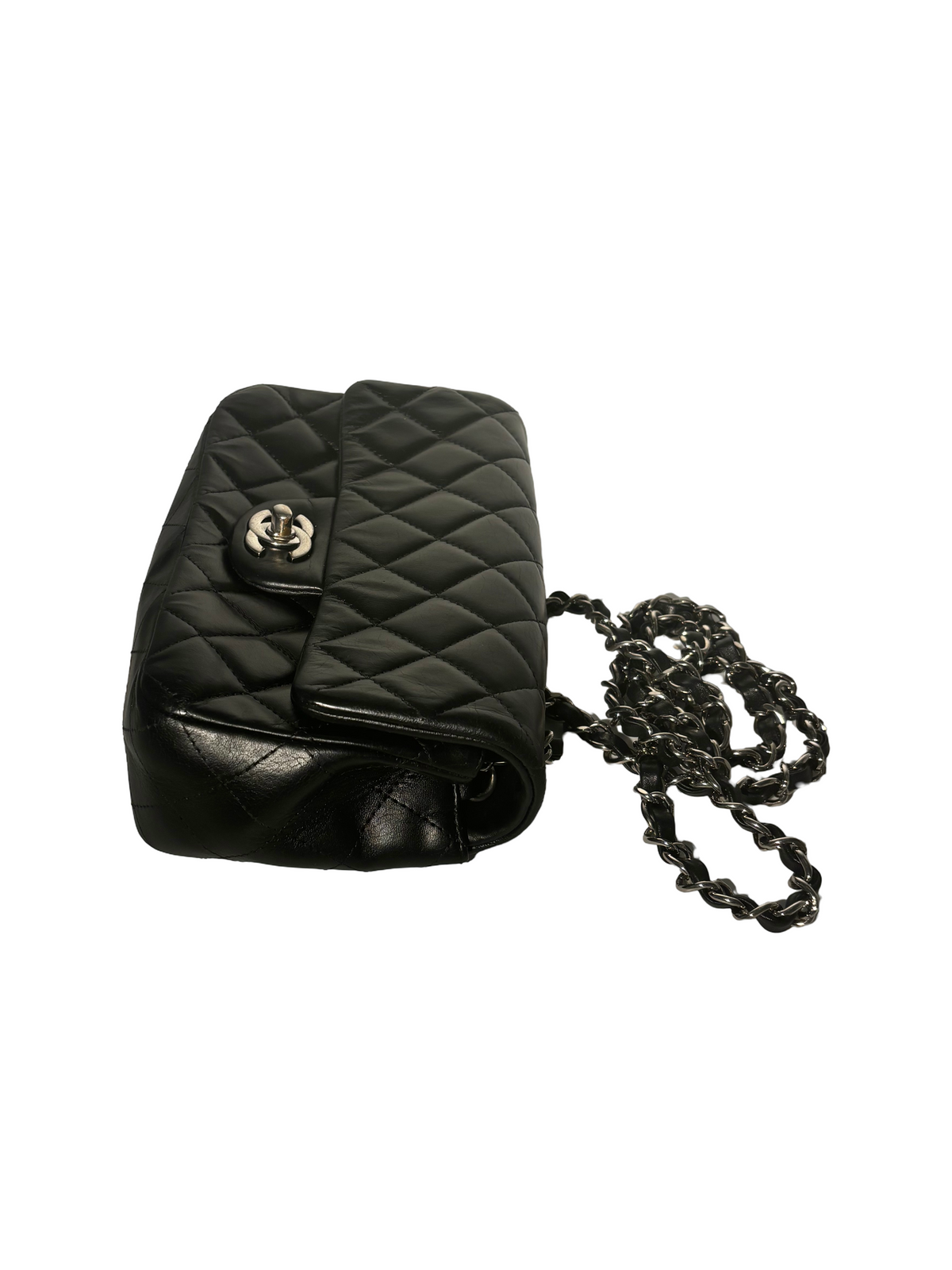 Chanel Classic Single Flap Quilted Lambskin Black Leather Handbag (Pre-Owned)
