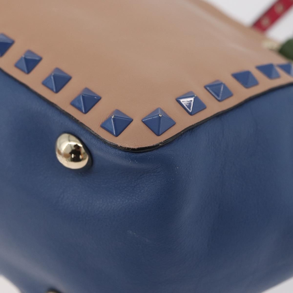 Valentino Garavani Rockstud Frame Handle Calf Hair Multicolour Leather Handbag (Pre-Owned)