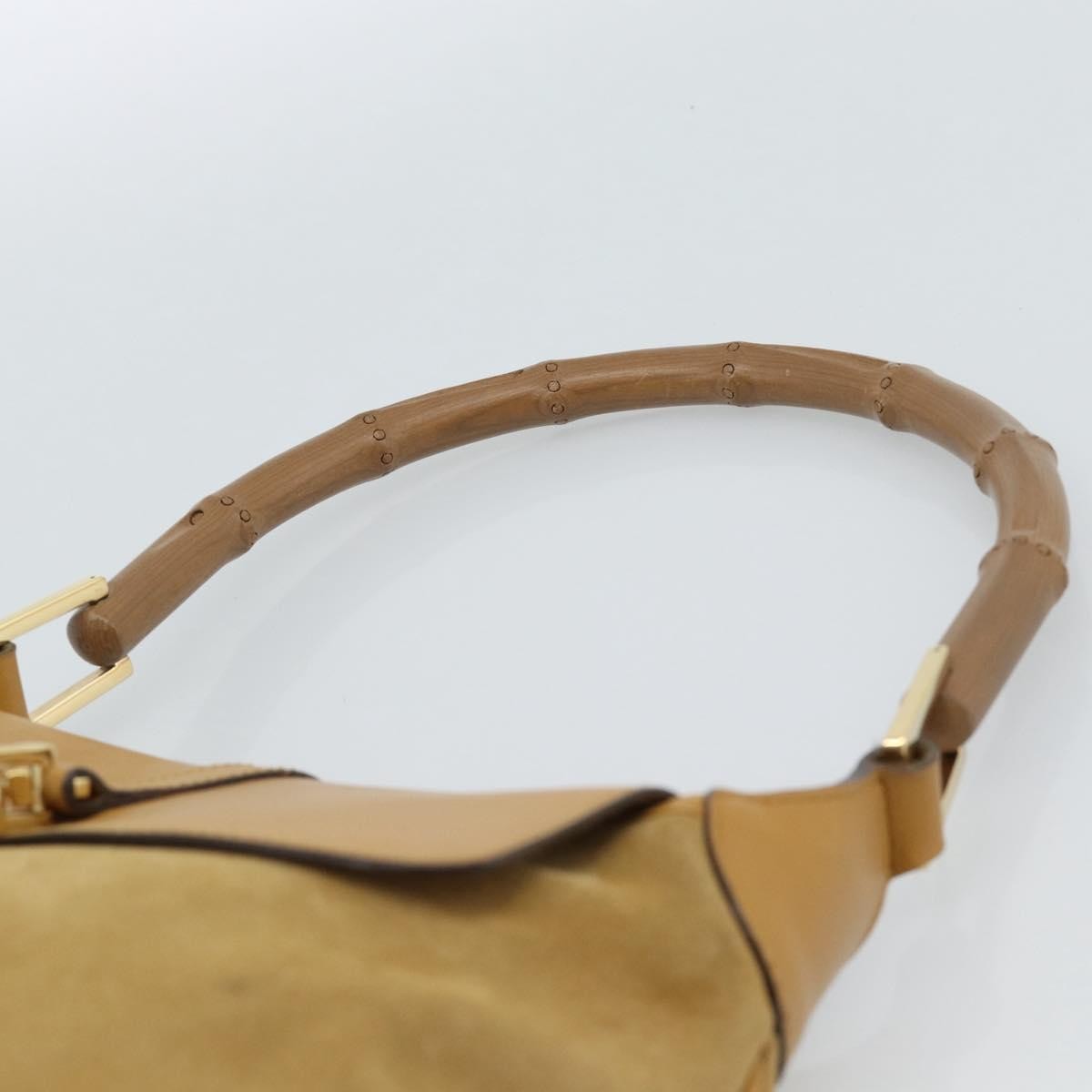 Gucci Bamboo Jackie Suede Beige Suede Handbag (Pre-Owned)