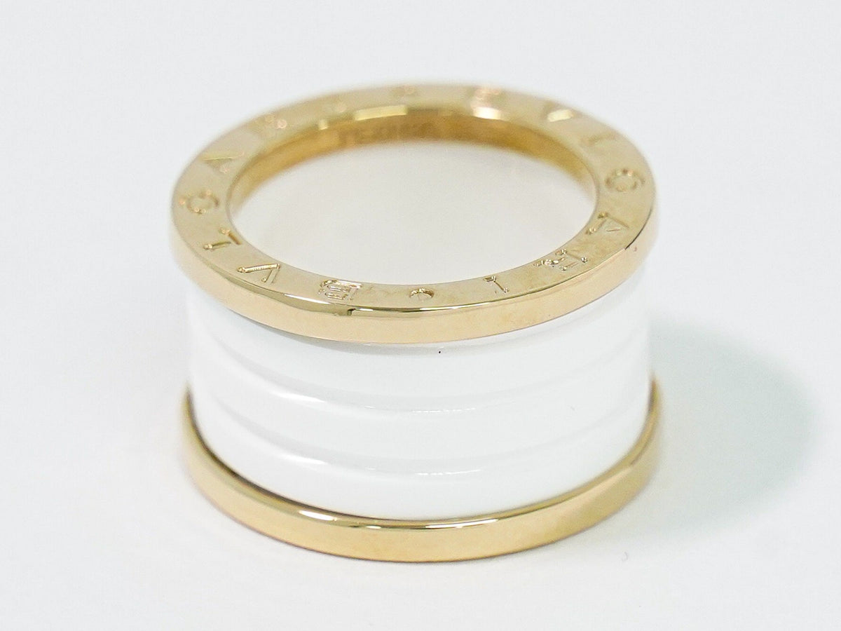 Bvlgari B.Zero1 Three Band 18K Yellow Gold And Ceramic Gold Yellow_Gold Ring Jewelry (Pre-Owned)