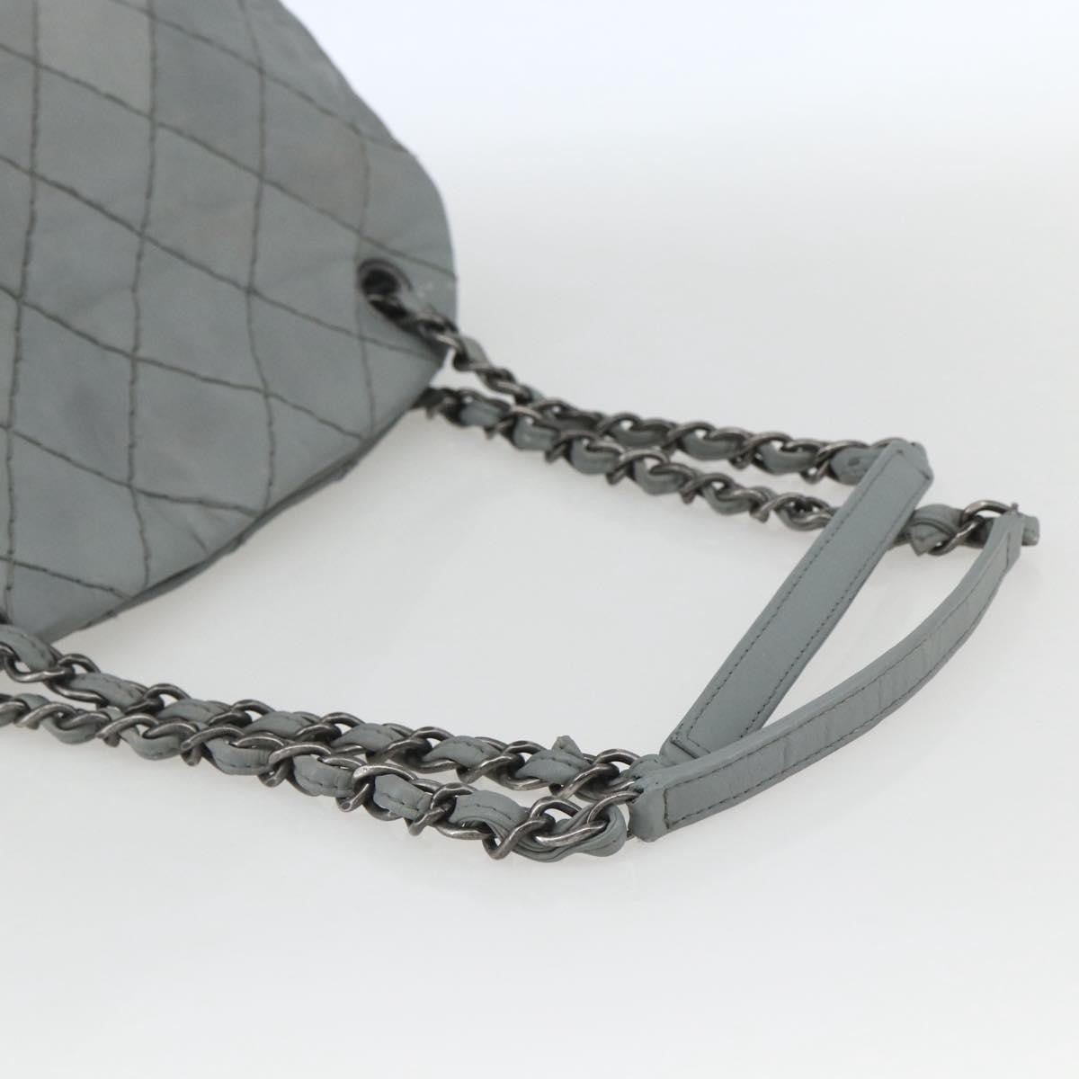 Chanel Just Mademoiselle Quilted Leather Gray Leather Shoulder Bag Bag (Pre-Owned)
