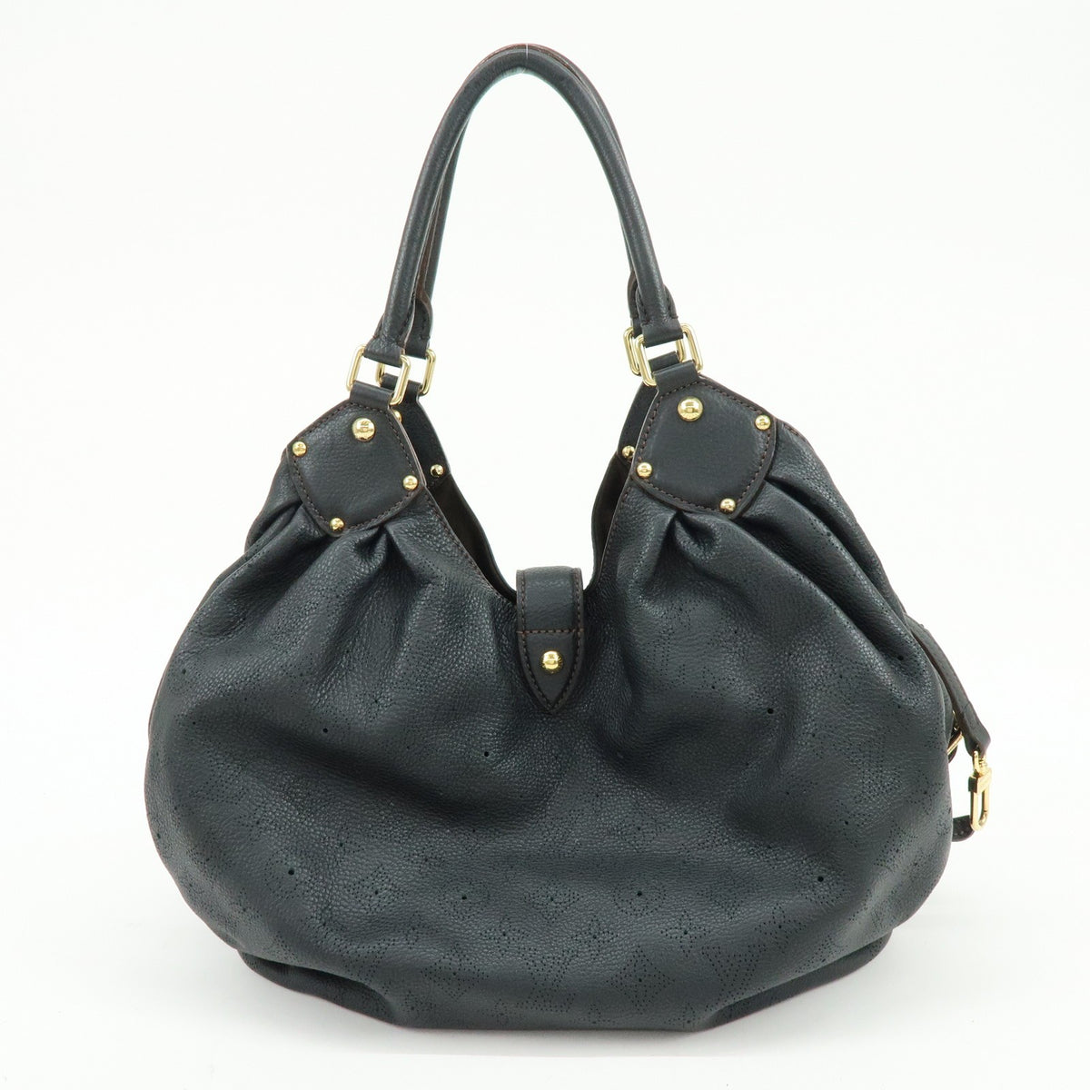 Louis Vuitton L Hobo Mahina Leather Black Leather Shoulder Bag Bag (Pre-Owned)