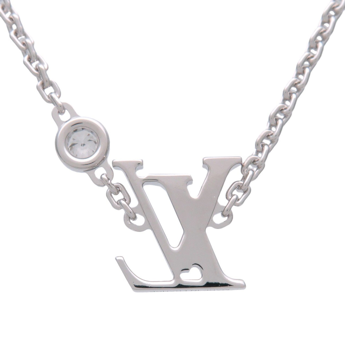 Louis Vuitton Idylle Blossom Lv Pendant 18K White Gold With Diamond Silver White_Gold Necklace Jewelry (Pre-Owned)