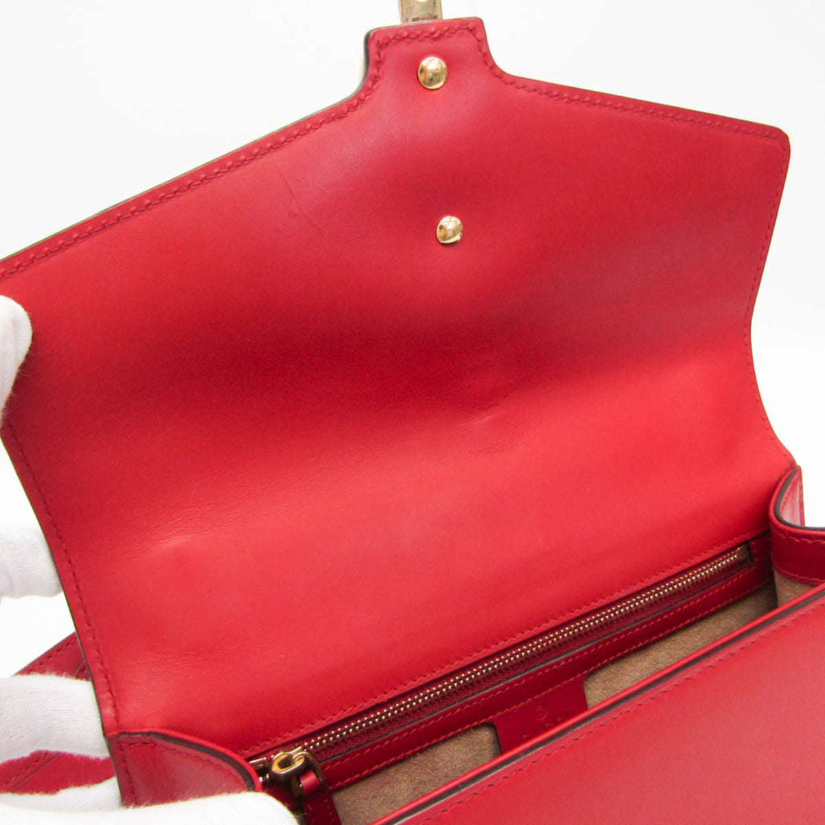 Gucci Sylvie Leather Red Leather Shoulder Bag Bag (Pre-Owned)