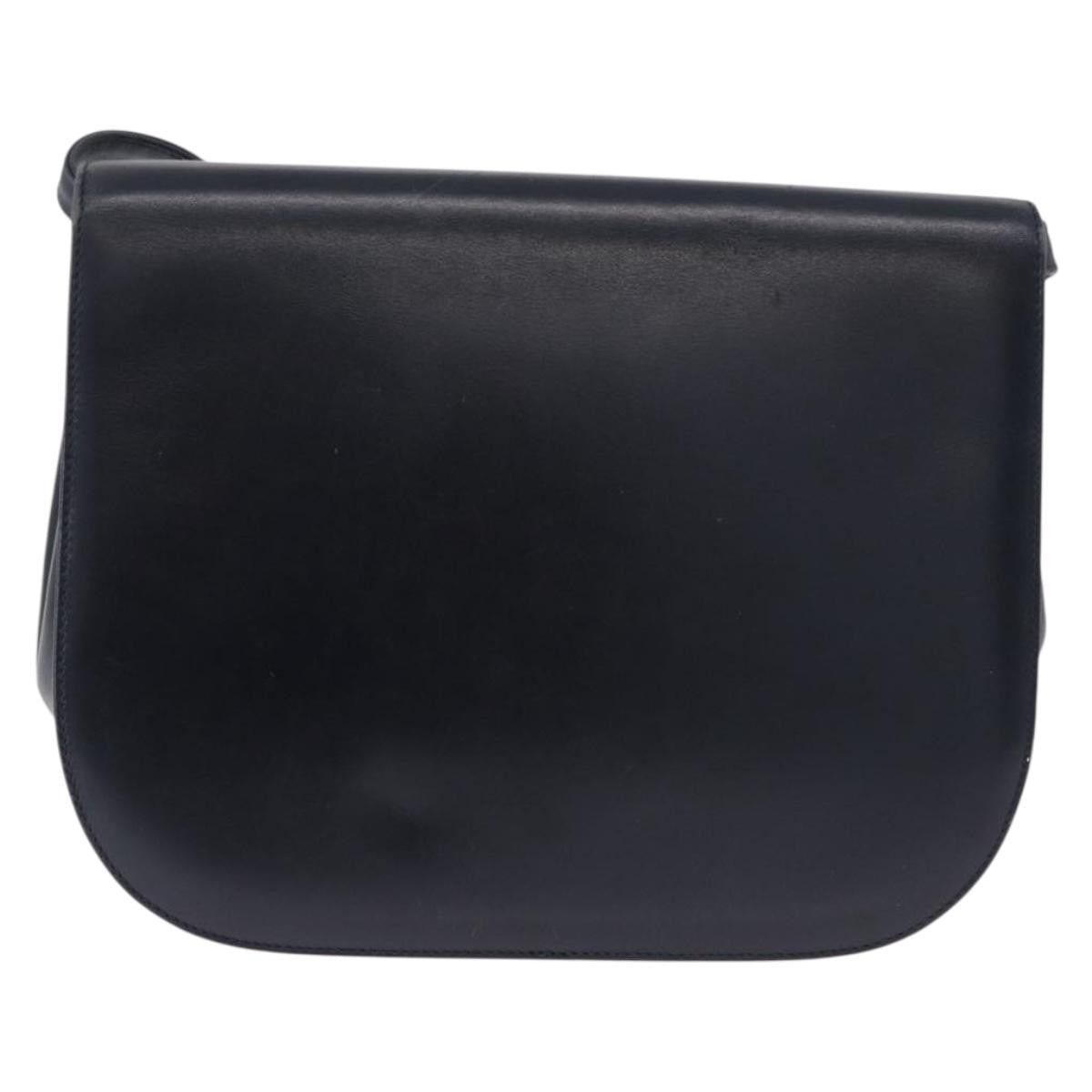 Salvatore Ferragamo Gancini Leather Navy Leather Shoulder Bag Bag (Pre-Owned)