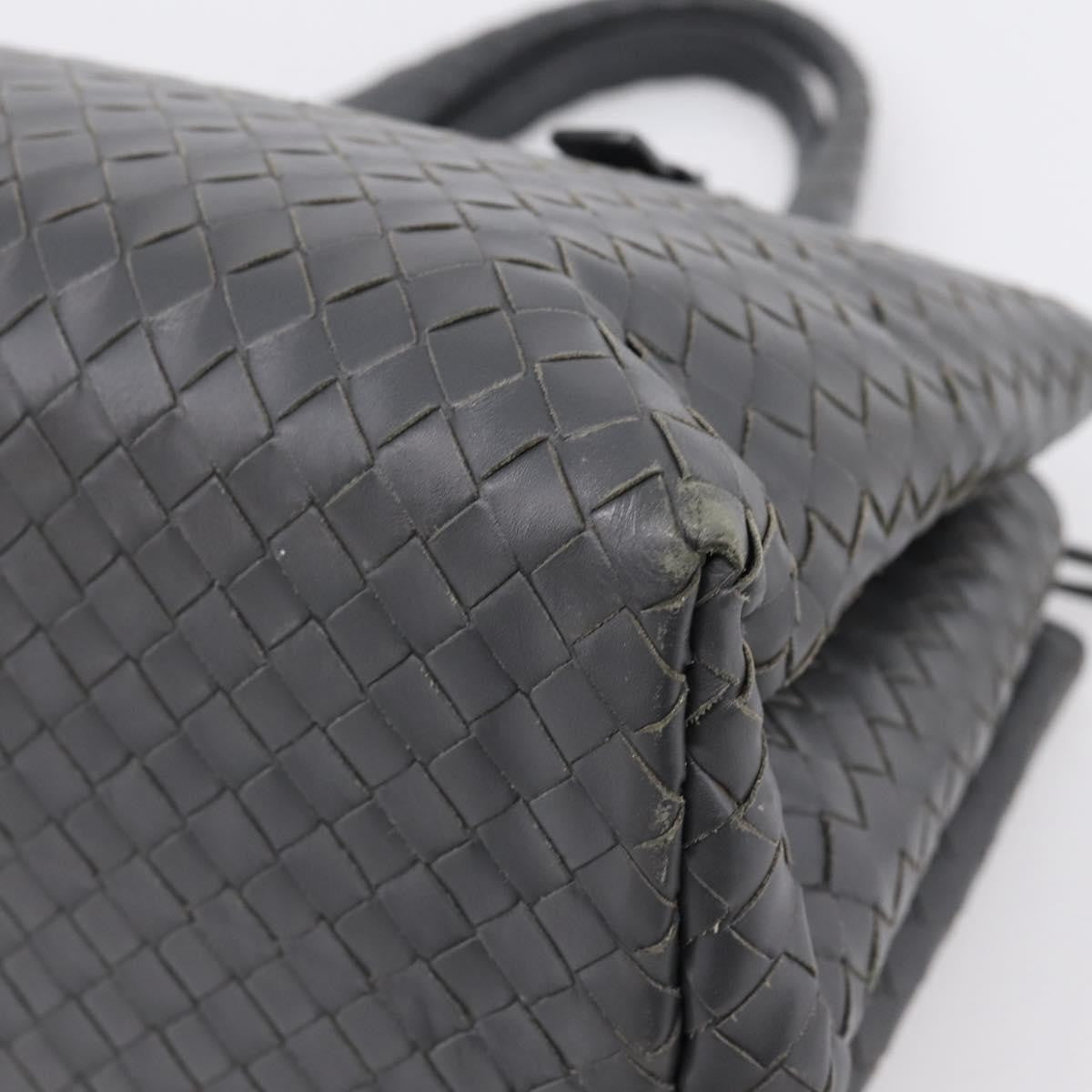 Bottega Veneta Roma Intrecciato Nappa Gray Leather Handbag (Pre-Owned)