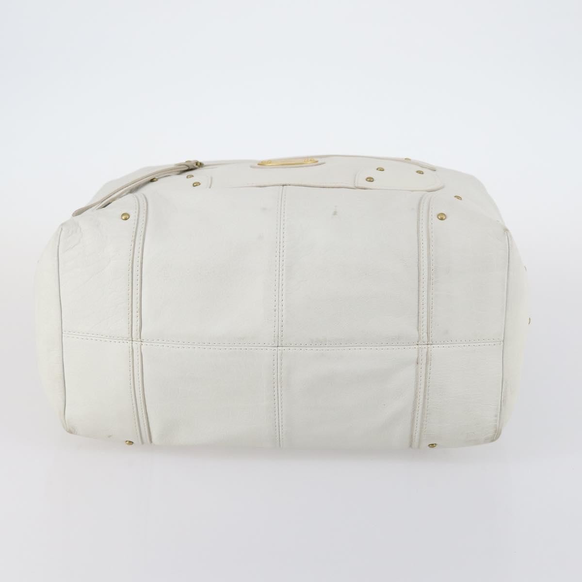 Bally Vintage Leather White Leather Shoulder Bag Bag (Pre-Owned)