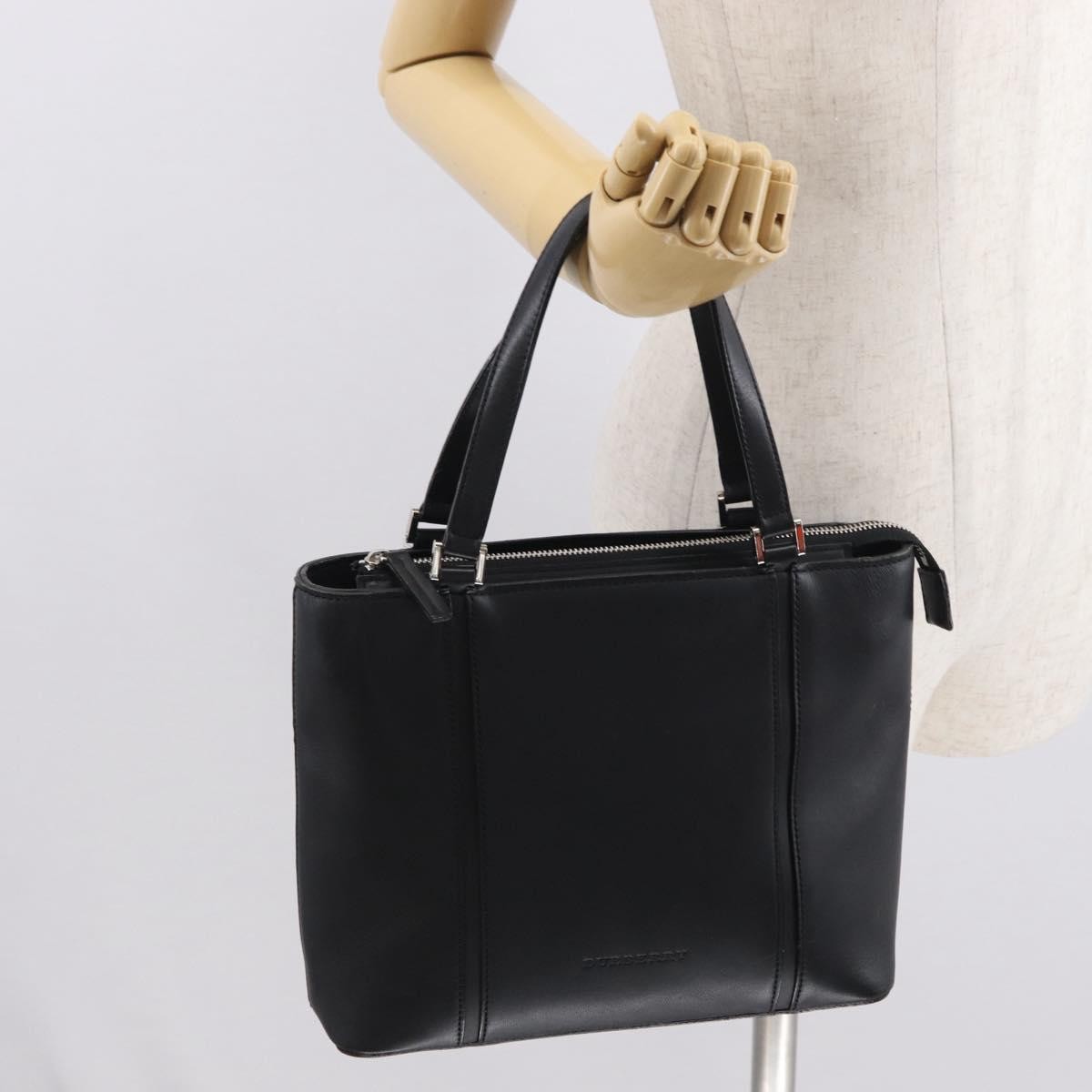 Burberry Vintage Leather Black Leather Handbag (Pre-Owned)