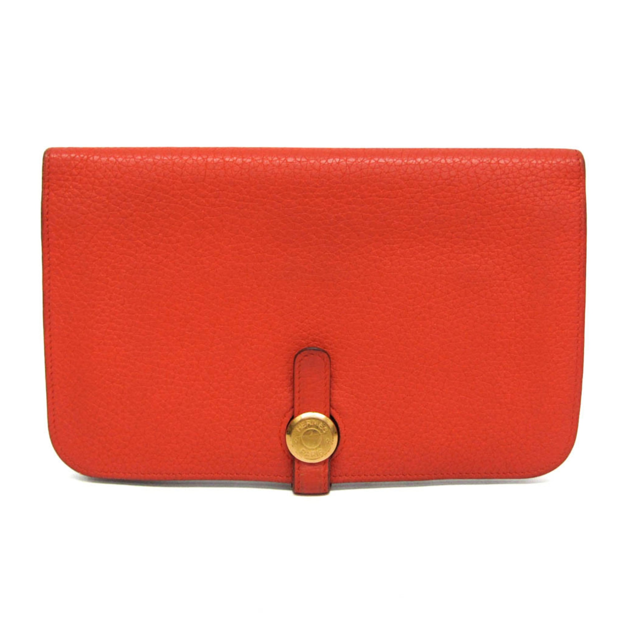 Hermes Dogon Duo Combined Leather Red Leather Wallets Accessory (Pre-Owned)