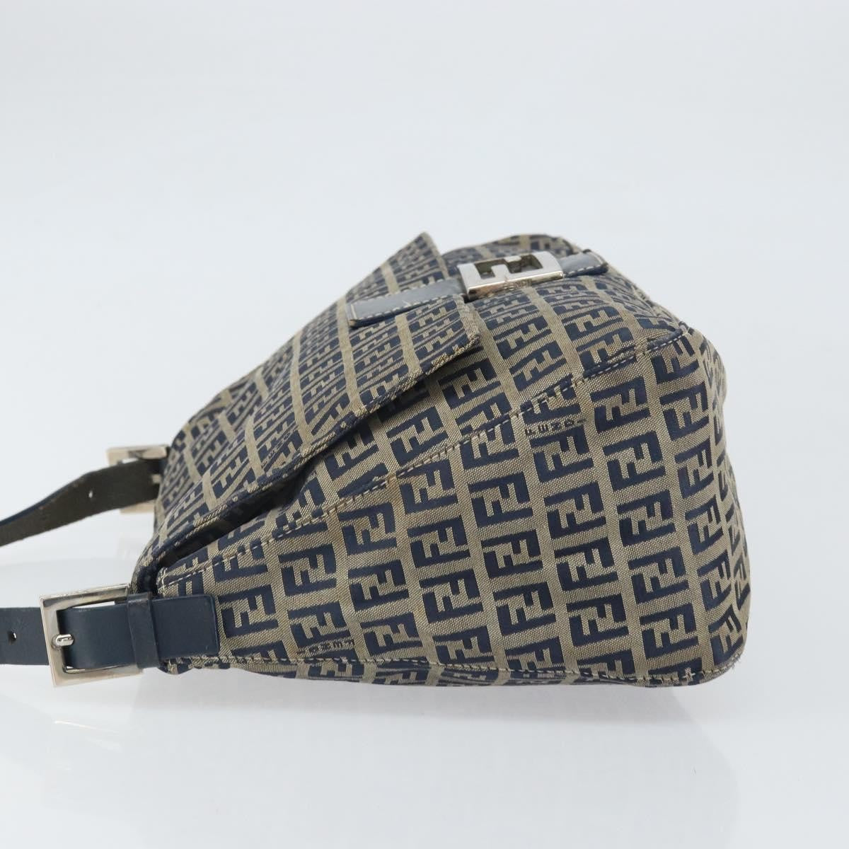 Fendi Mamma Baguette Zucca Jacquard Velvet Navy Canvas Shoulder Bag Bag (Pre-Owned)
