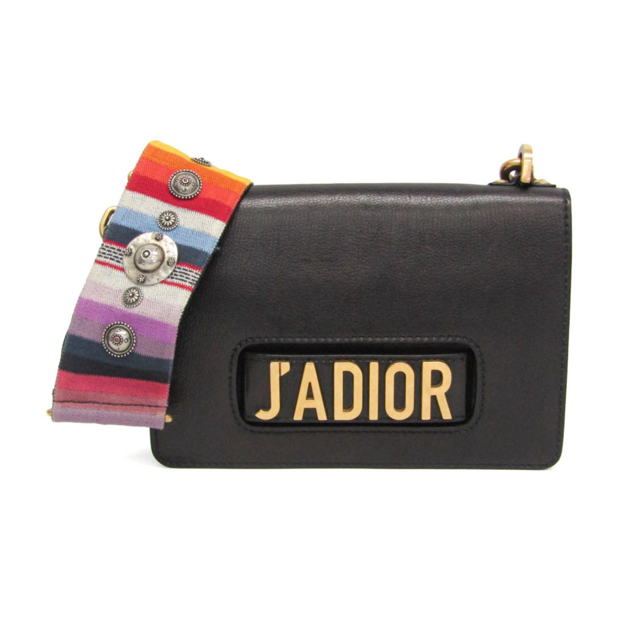 Christian Dior J'adior Flap Leather Black Leather Shoulder Bag Bag (Pre-Owned)