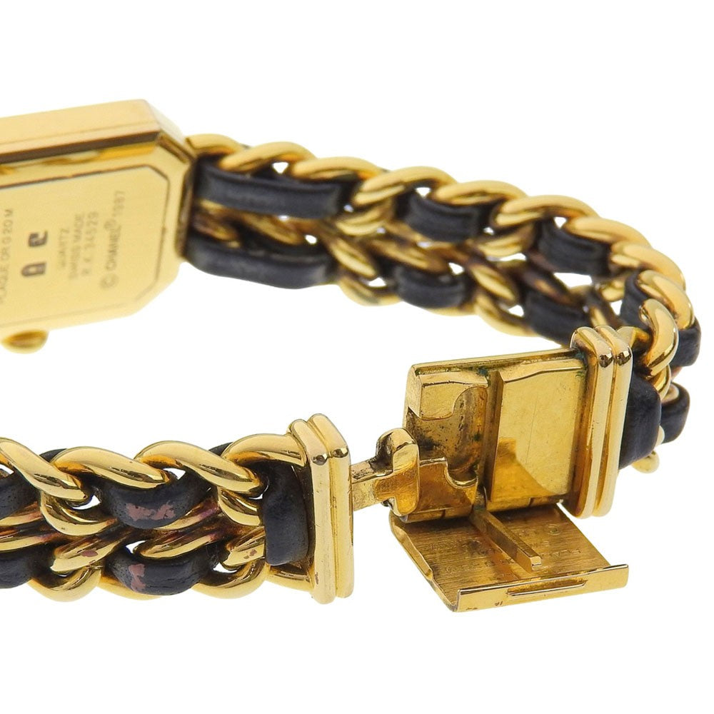 Chanel Premiere Rock Quartz Plated Metal And Leather Watch (Pre-Owned)