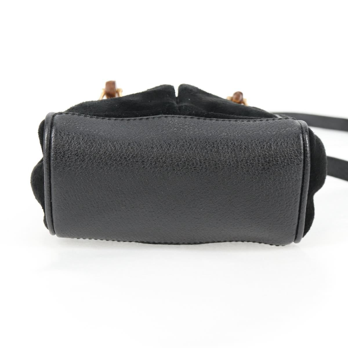 Gucci Vintage Bamboo Front Pocket Suede Black Suede Tote Bag Bag (Pre-Owned)
