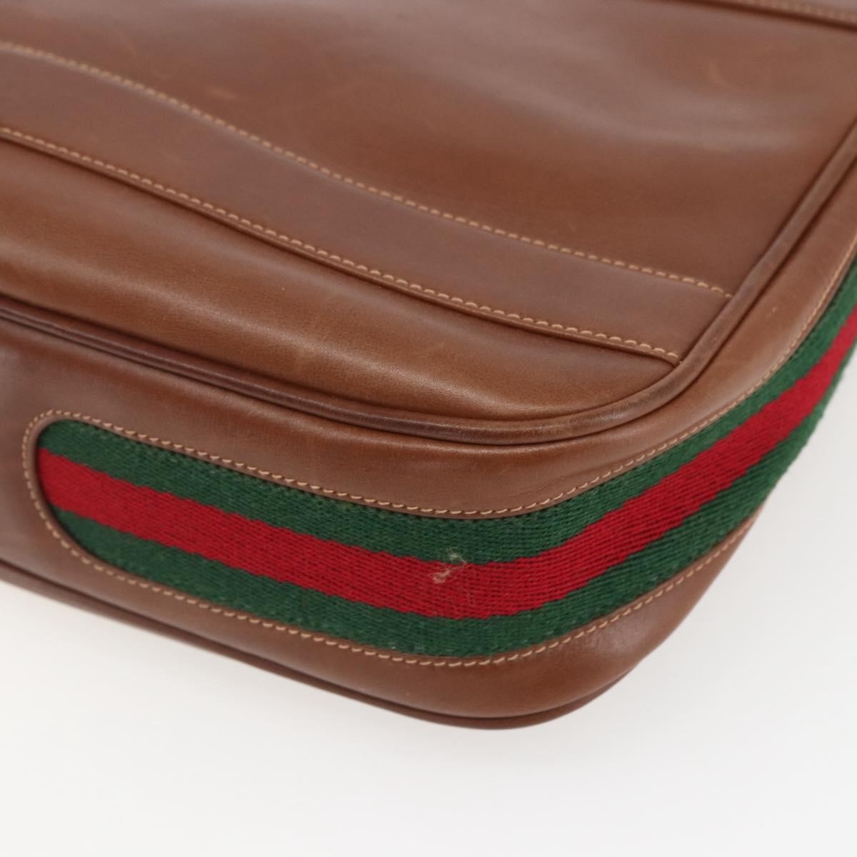 Gucci Sherry Line Shoulder Leather Brown Leather Shoulder Bag Bag (Pre-Owned)