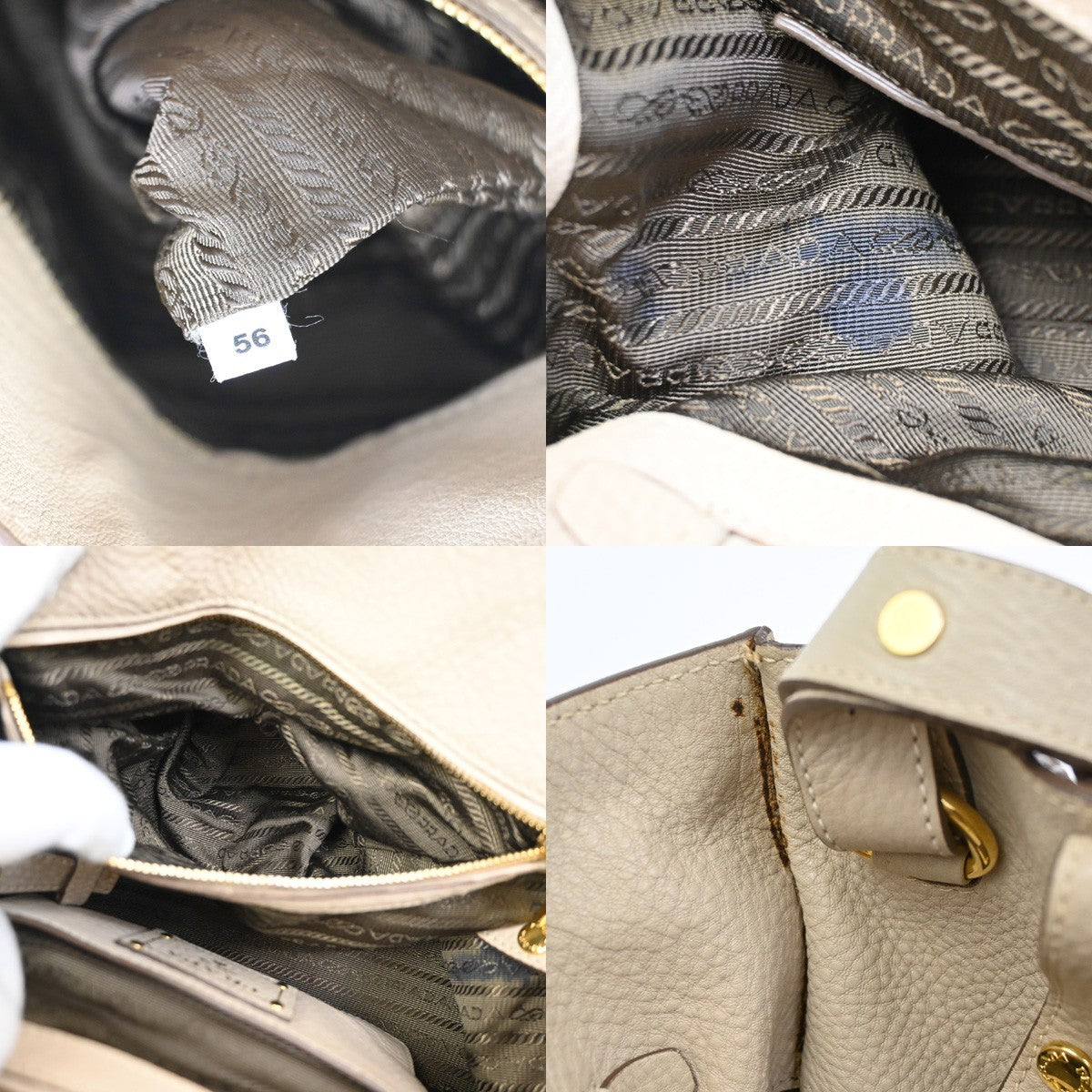 Prada Convertible Open Shopping Tote Vitello Daino Beige Leather Tote Bag Bag (Pre-Owned)