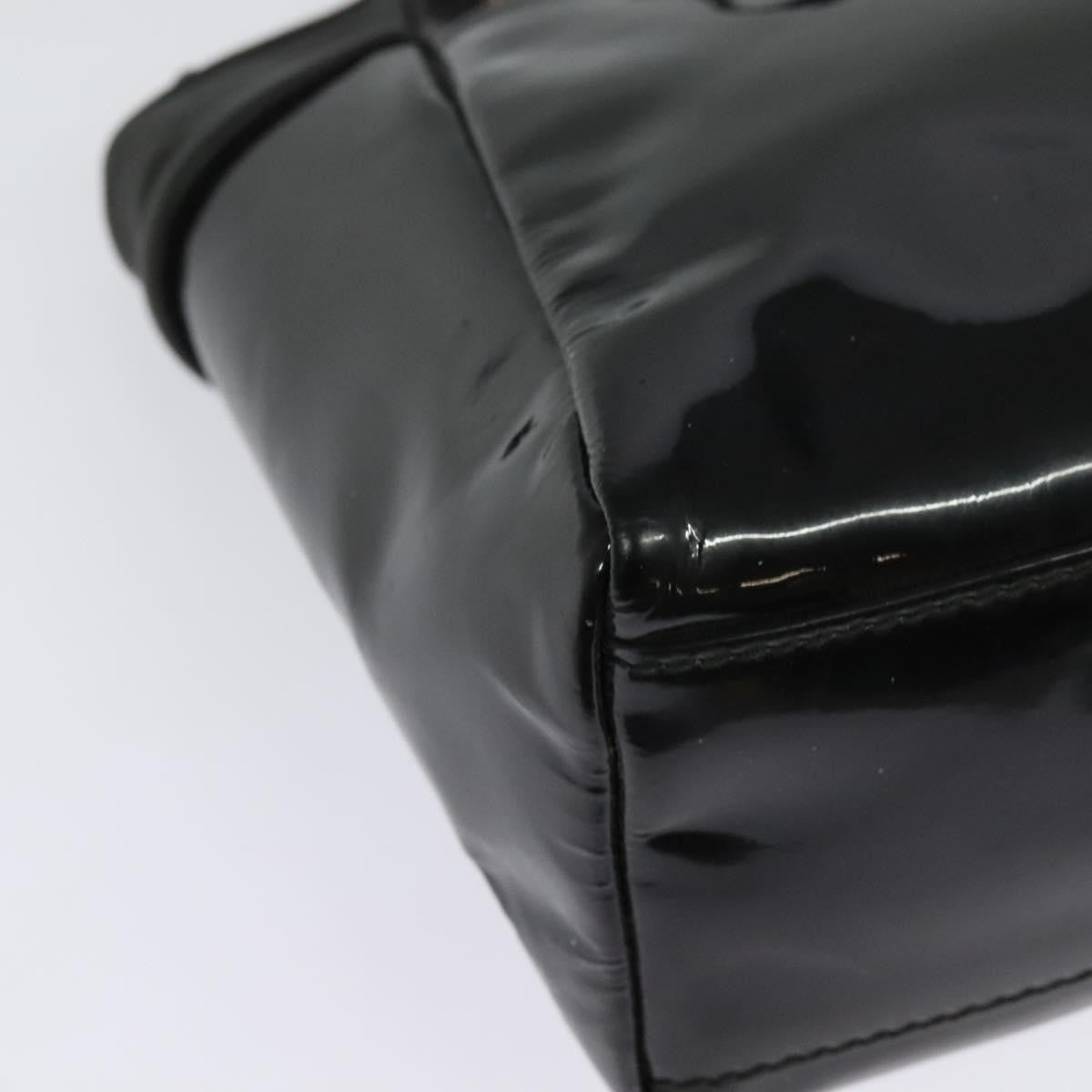 Salvatore Ferragamo Vala Patent Leather Black Patent_Leather Handbag (Pre-Owned)