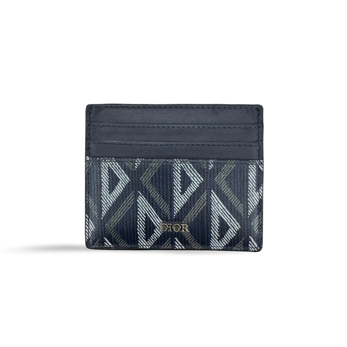 Christian Dior Card Holder Oblique Canvas And Leather Navy Canvas Card Holders Accessory (Pre-Owned)