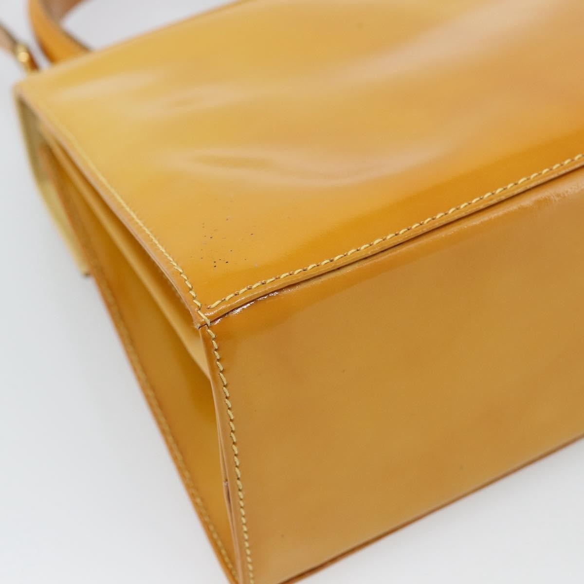 Salvatore Ferragamo Gancini Patent Leather Yellow Patent_Leather Handbag (Pre-Owned)