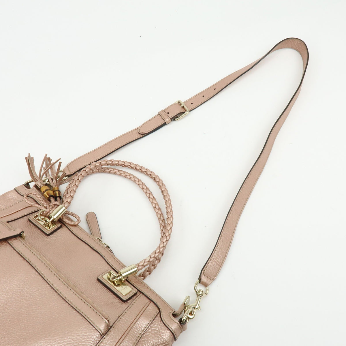 Gucci Bella Convertible Top Handle Leather Pink Leather Handbag (Pre-Owned)