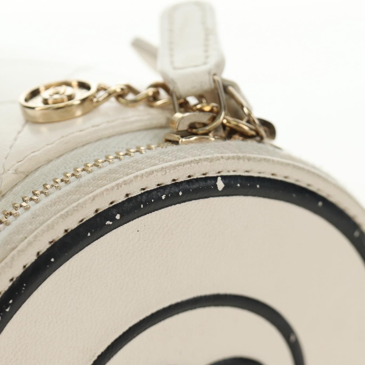 Chanel Cc Round Vanity Case With Chain Quilted Lambskin White Leather Shoulder Bag Bag (Pre-Owned)