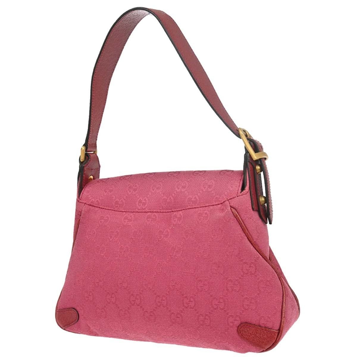Gucci Horsebit Web Flap Gg Canvas And Leather Pink Canvas Shoulder Bag Bag (Pre-Owned)