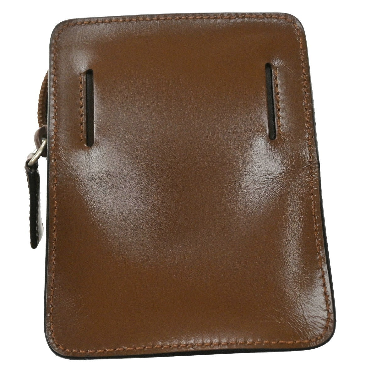 Prada Logo Pouch Leather Brown Leather Clutche & Pouche Bag (Pre-Owned)