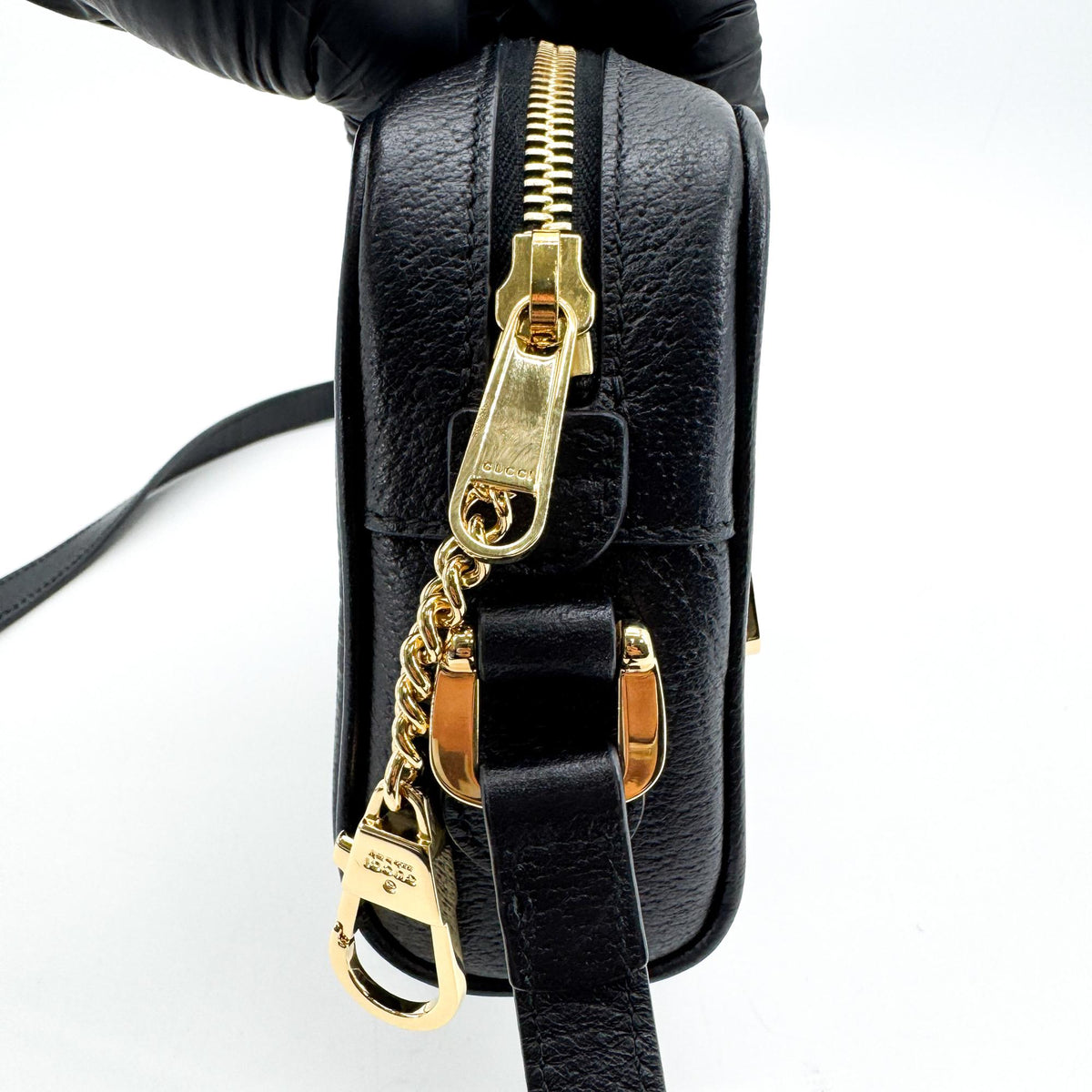 Gucci Ophidia Leather Black Leather Shoulder Bag Bag (Pre-Owned)