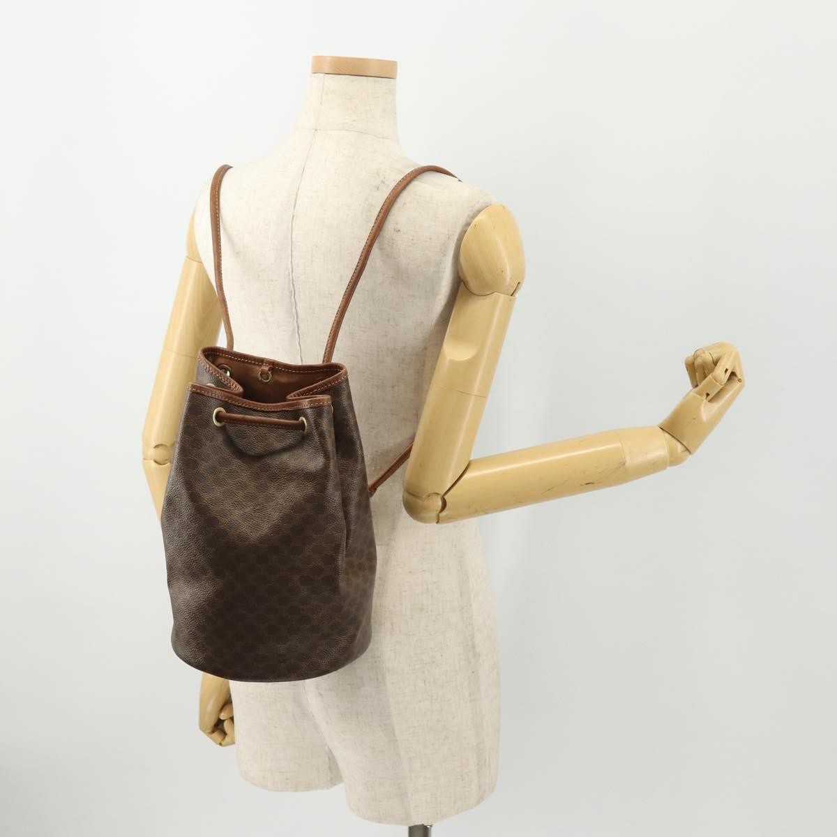 Celine Vintage Macadam Canvas And Leather Brown Canvas Backpack Bag (Pre-Owned)
