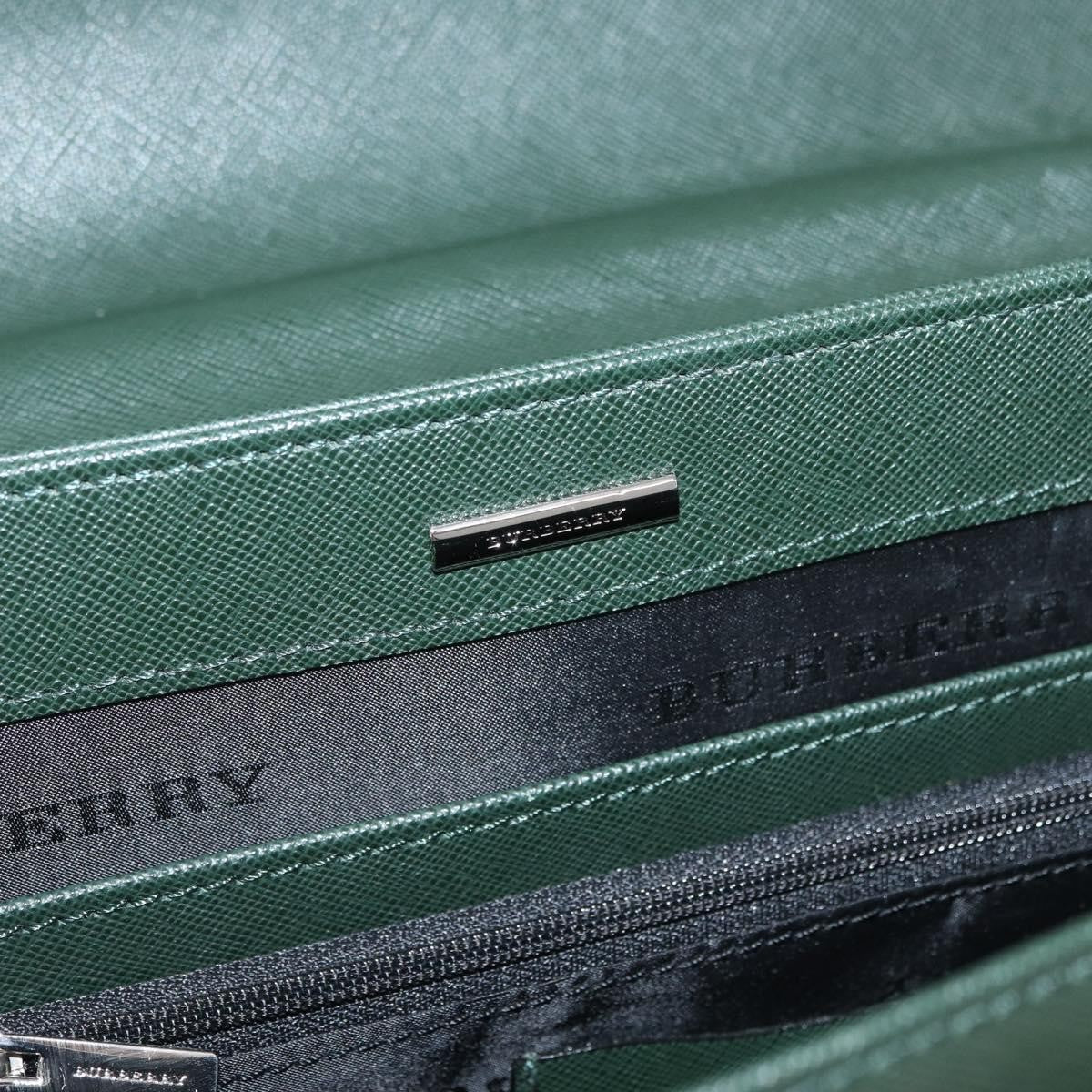 Burberry Briefcase Leather Green Leather Briefcase Bag (Pre-Owned)