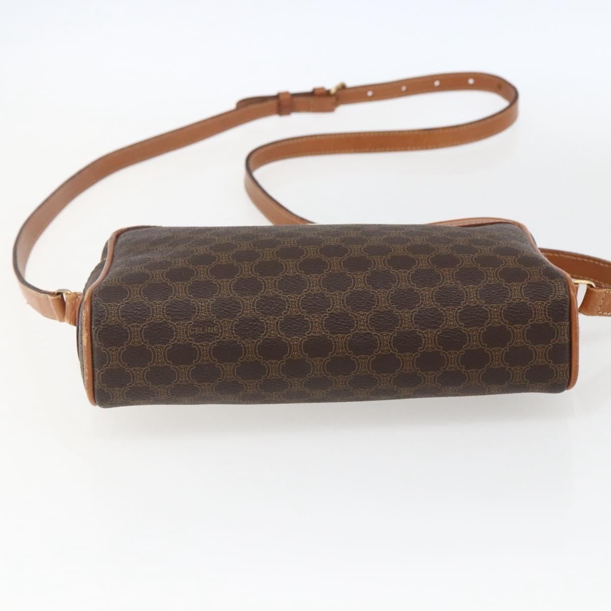 Celine Vintage Macadam Canvas And Leather Brown Canvas Shoulder Bag Bag (Pre-Owned)