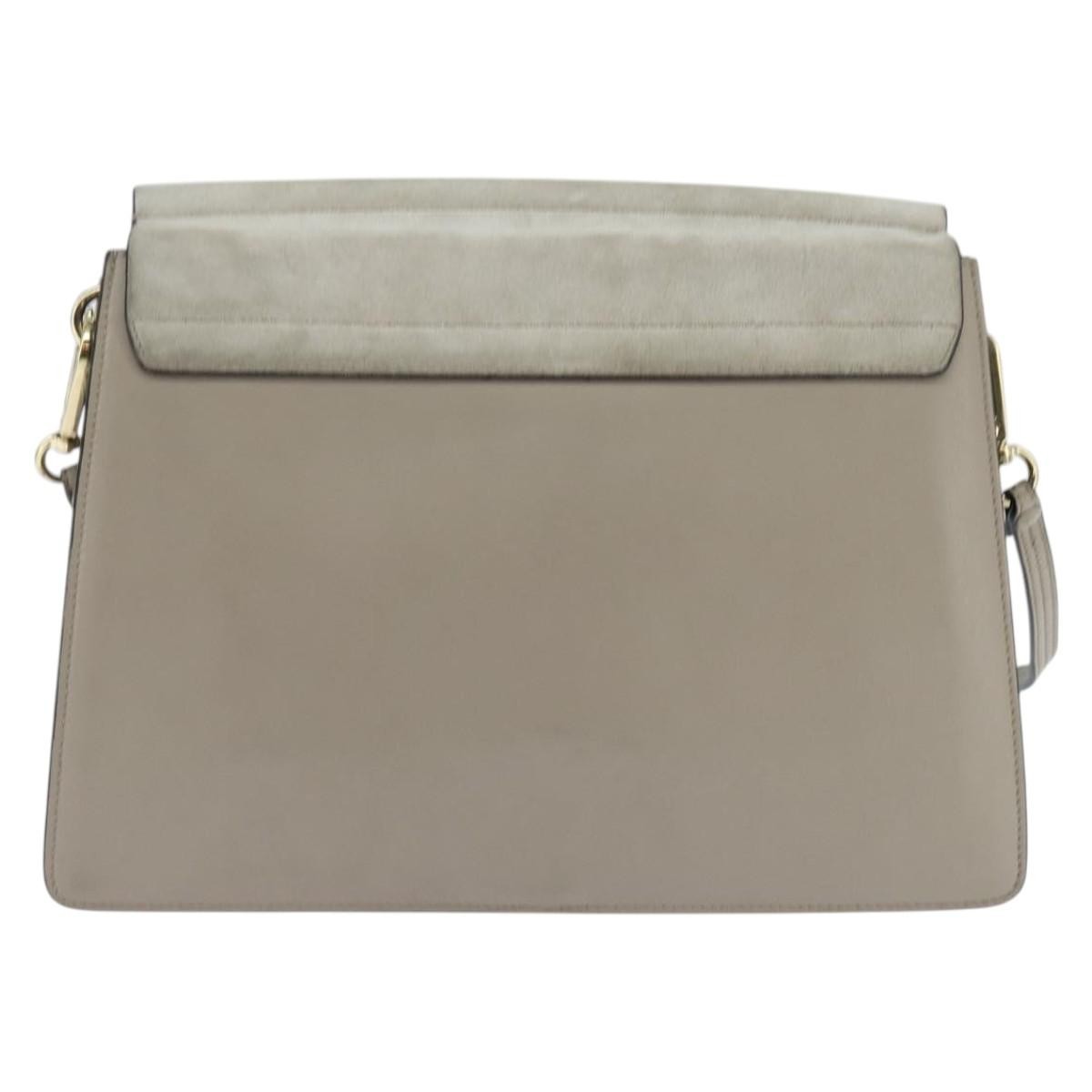 Chloe Faye Leather And Suede Gray Leather Shoulder Bag Bag (Pre-Owned)