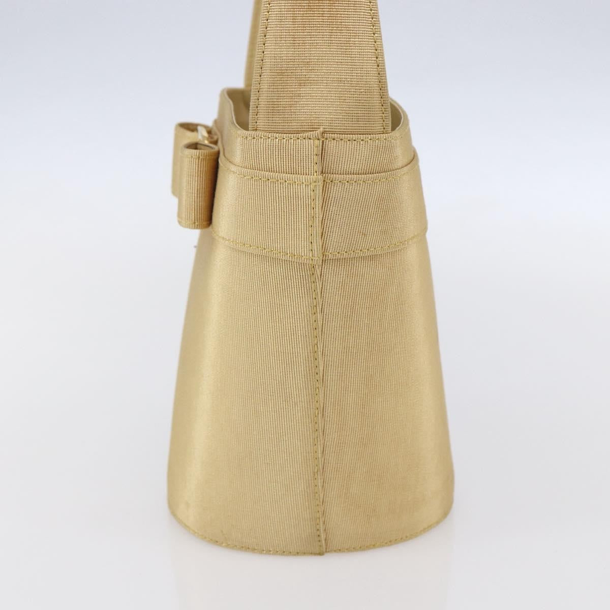 Salvatore Ferragamo Vala Canvas Yellow Canvas Handbag (Pre-Owned)