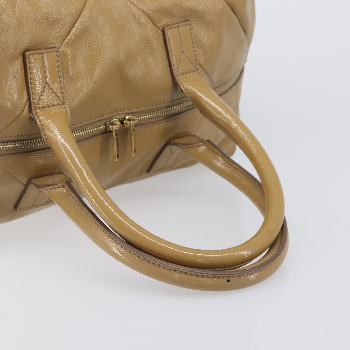 Saint Laurent Easy Y Satchel Patent Beige Patent_Leather Handbag (Pre-Owned)