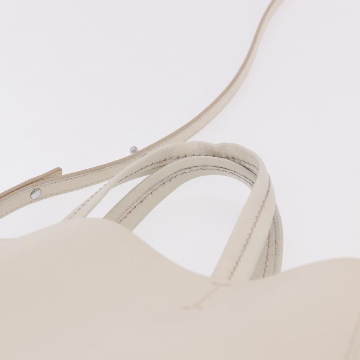 Celine Vertical Bi-Cabas Tote Leather White Leather Tote Bag Bag (Pre-Owned)