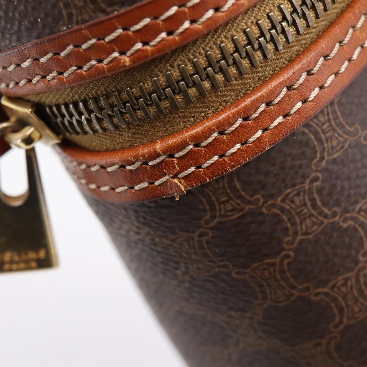 Celine Top Handle Vanity Box Triomphe Coated Canvas Brown Canvas Handbag (Pre-Owned)