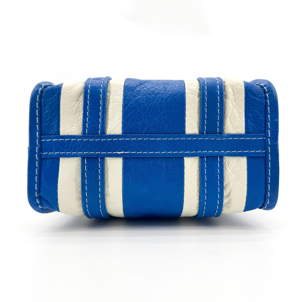 Balenciaga Bazar Striped Leather Blue Leather Tote Bag Bag (Pre-Owned)