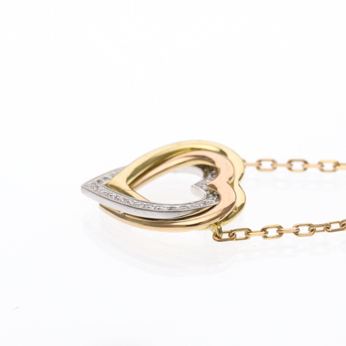 Cartier Trinity De Cartier Heart Pendant 18K Tricolor Gold With Diamonds Gold Gold Necklace Jewelry (Pre-Owned)