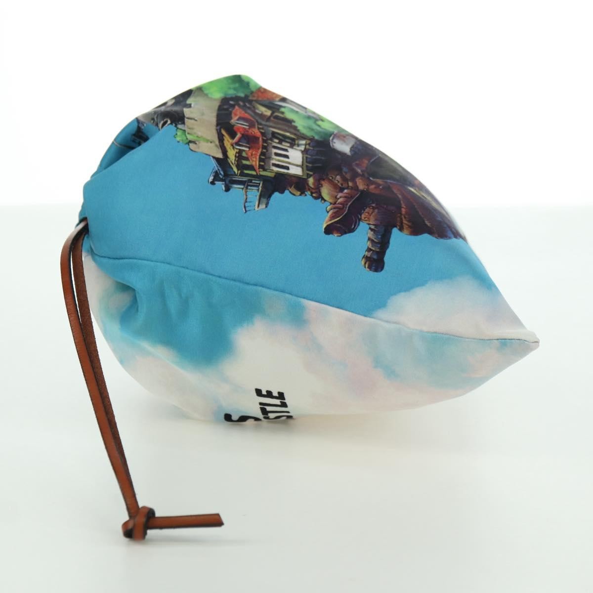 Loewe Paula Drawstring Printed Canvas Blue Canvas Clutche & Pouche Bag (Pre-Owned)