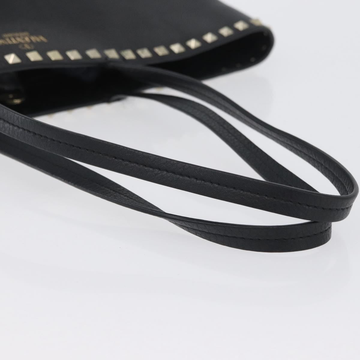 Valentino Garavani Rockstud Shopping Tote Leather Black Leather Tote Bag Bag (Pre-Owned)