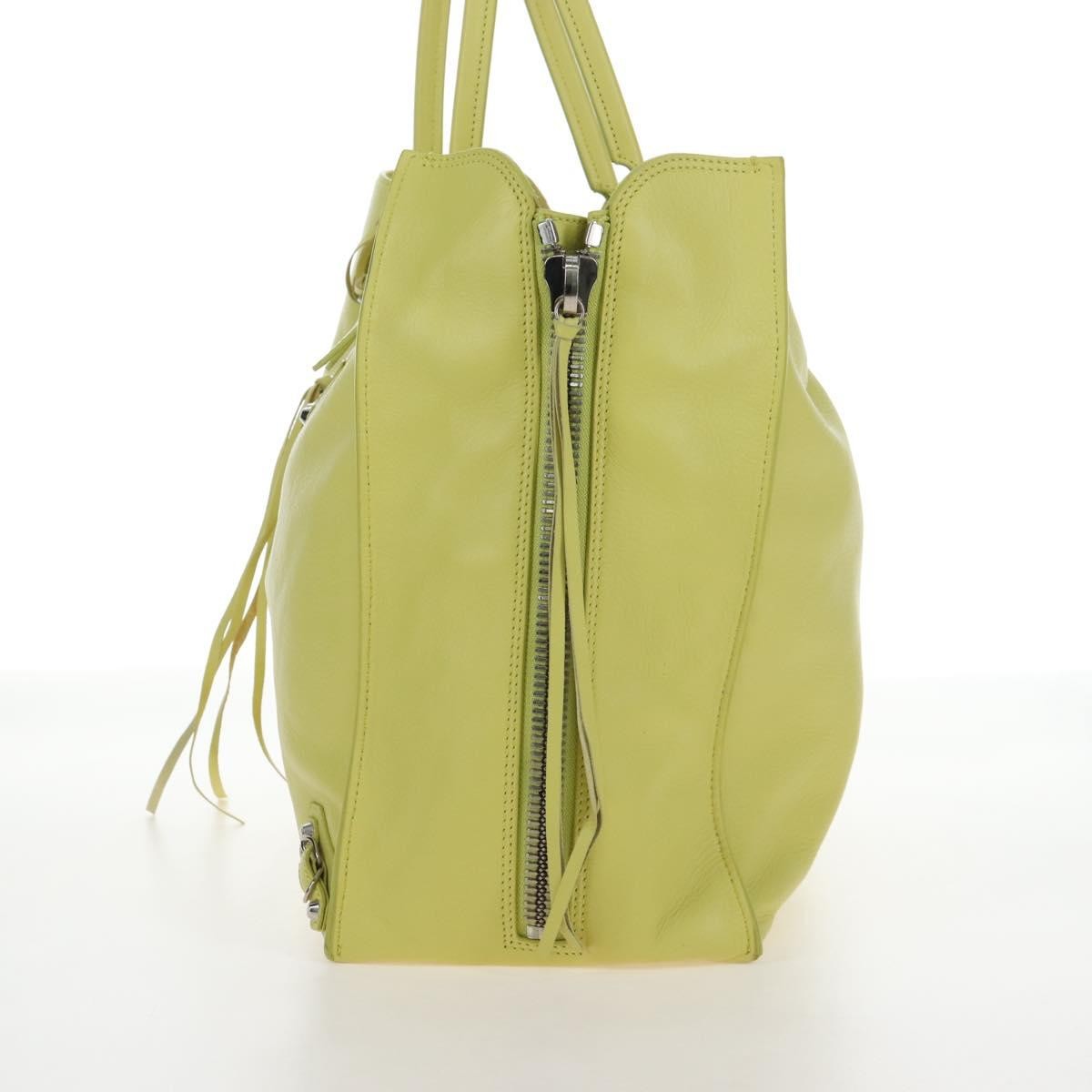 Balenciaga Papier A4 Zip Around Classic Studs Leather Yellow Leather Handbag (Pre-Owned)