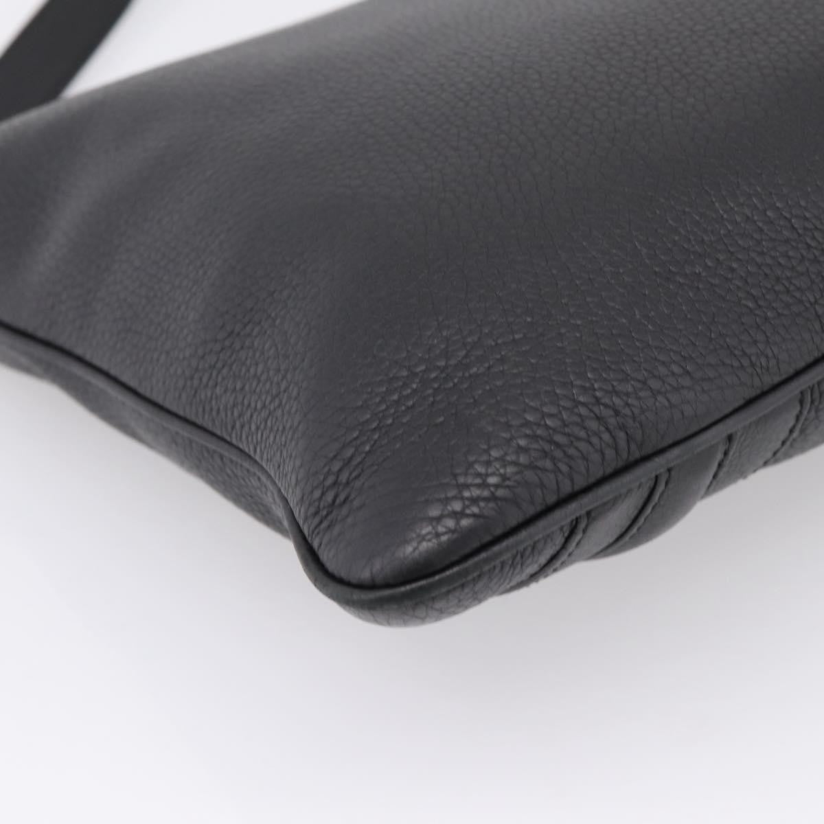 Gucci Zip Messenger Leather With Striped Detail Black Leather Handbag (Pre-Owned)