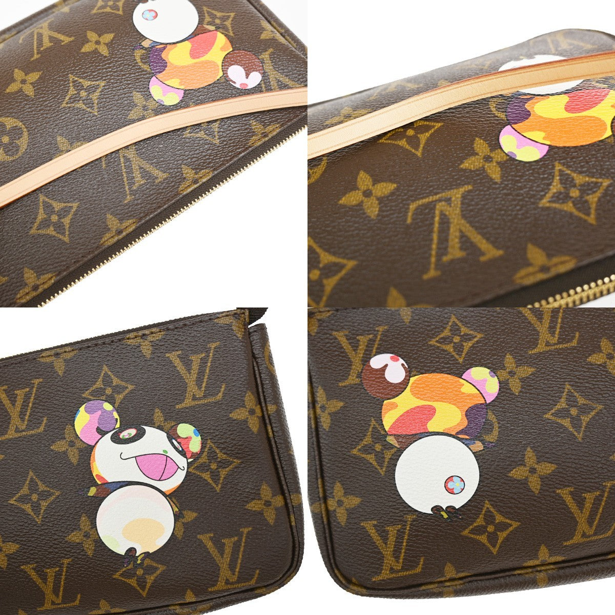 Louis Vuitton Pochette Accessoires Limited Edition Monogram Murakami Panda Brown Leather Clutche & Pouche Bag (Pre-Owned)
