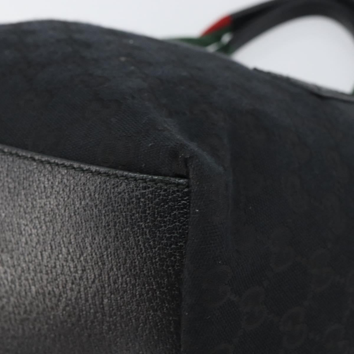 Gucci Web Zip Tote Gg Canvas And Leather Black Canvas Tote Bag Bag (Pre-Owned)