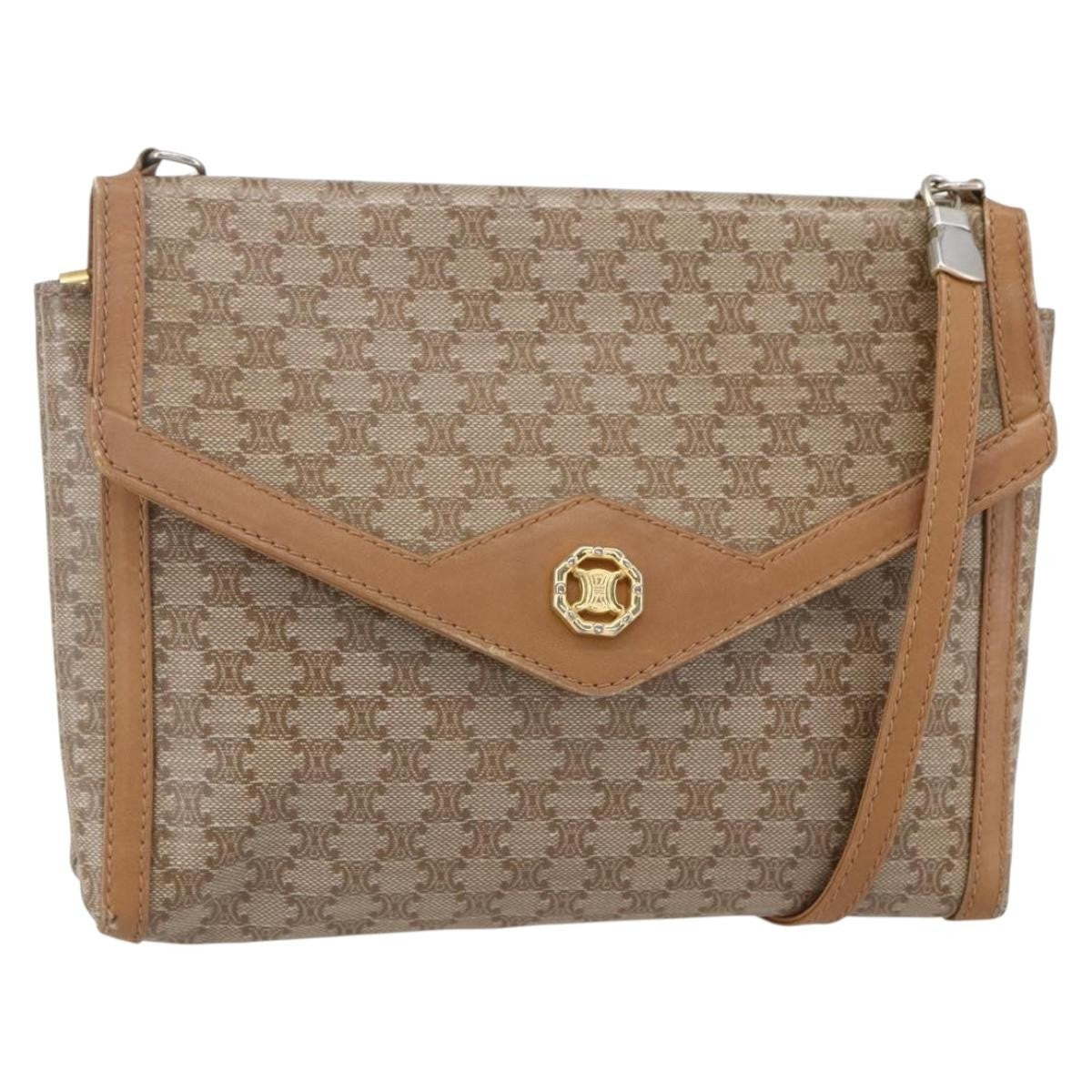 Celine Vintage Macadam Canvas And Leather Beige Canvas Shoulder Bag Bag (Pre-Owned)