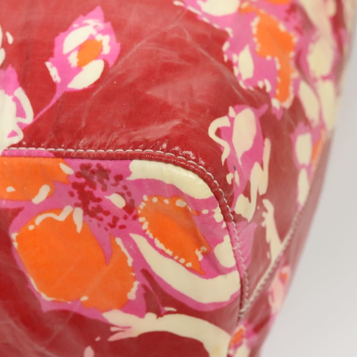 Chanel Vintage Floral Tote Patent Leather Red Patent_Leather Tote Bag Bag (Pre-Owned)