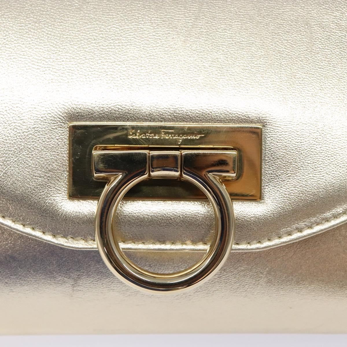 Salvatore Ferragamo Gancini Leather Gold Leather Shoulder Bag Bag (Pre-Owned)