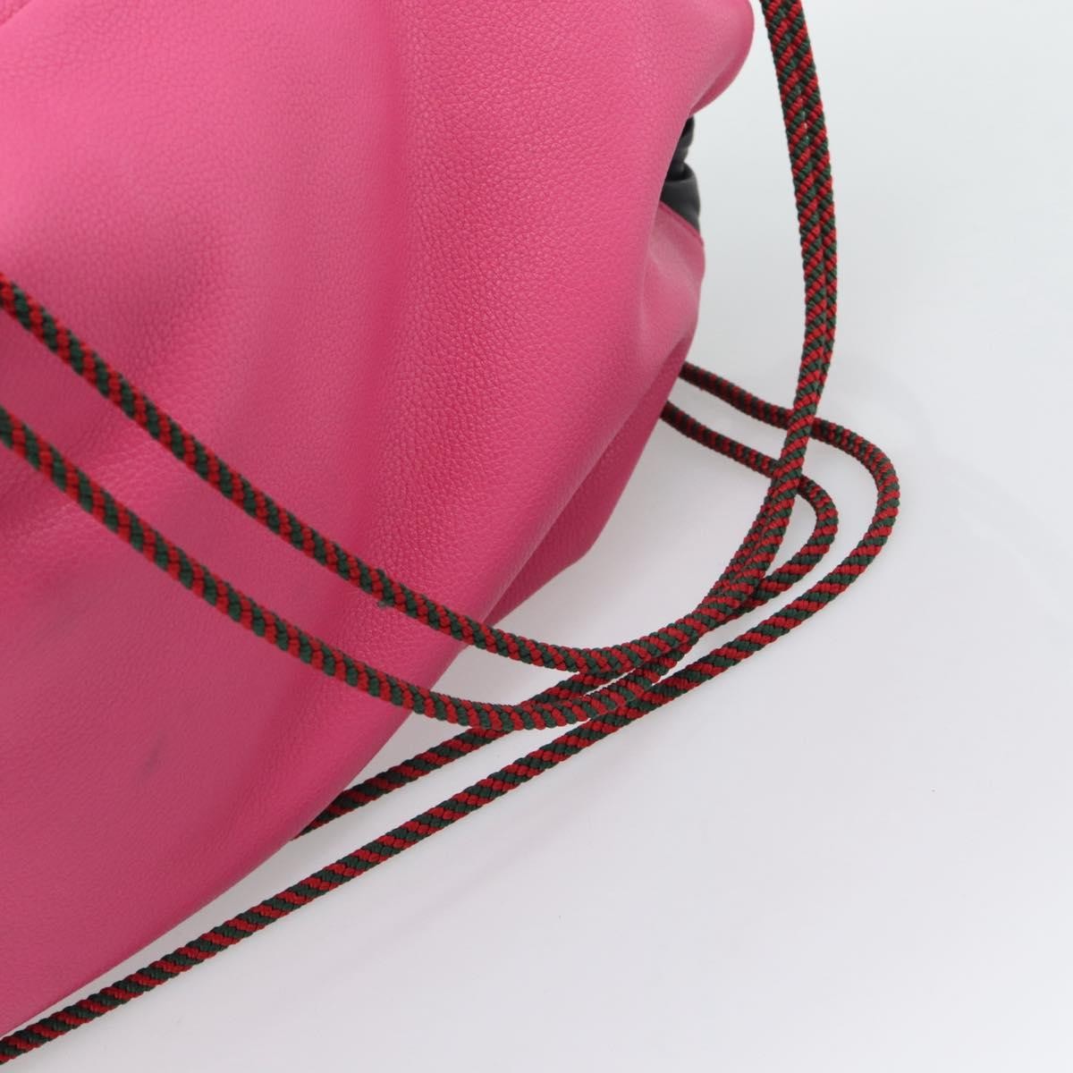 Gucci Logo Drawstring Printed Leather Pink Leather Backpack Bag (Pre-Owned)
