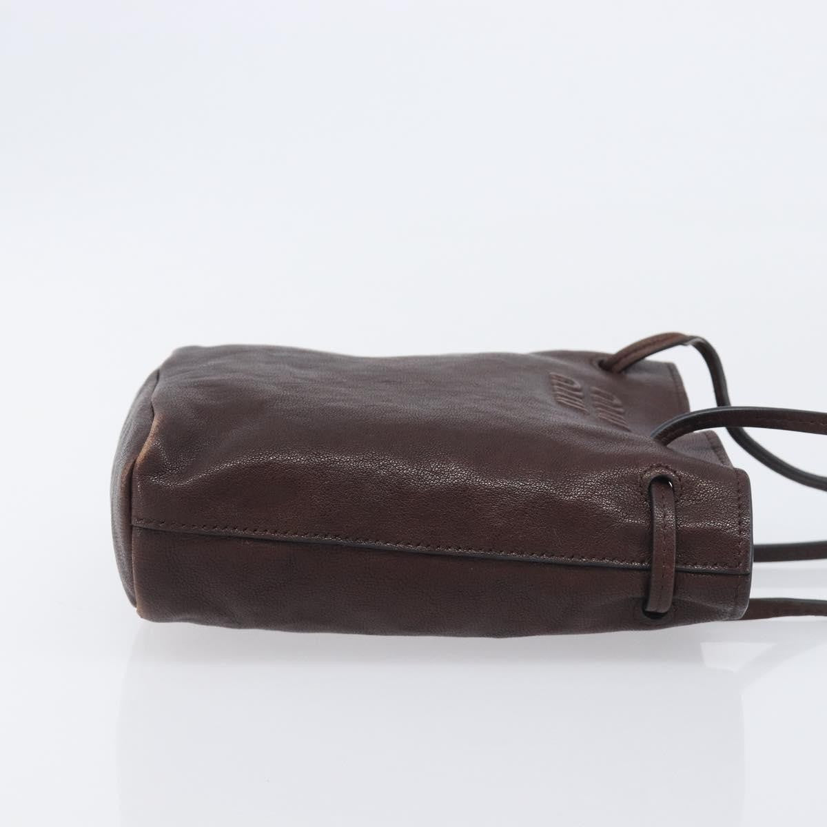 Miu Miu Aviator Bucket Leather Brown Leather Handbag (Pre-Owned)