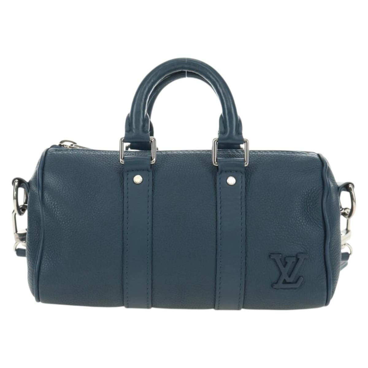 Louis Vuitton Keepall Bandouliere Limited Edition Aerogram Leather Blue Leather Travel Bag Bag (Pre-Owned)