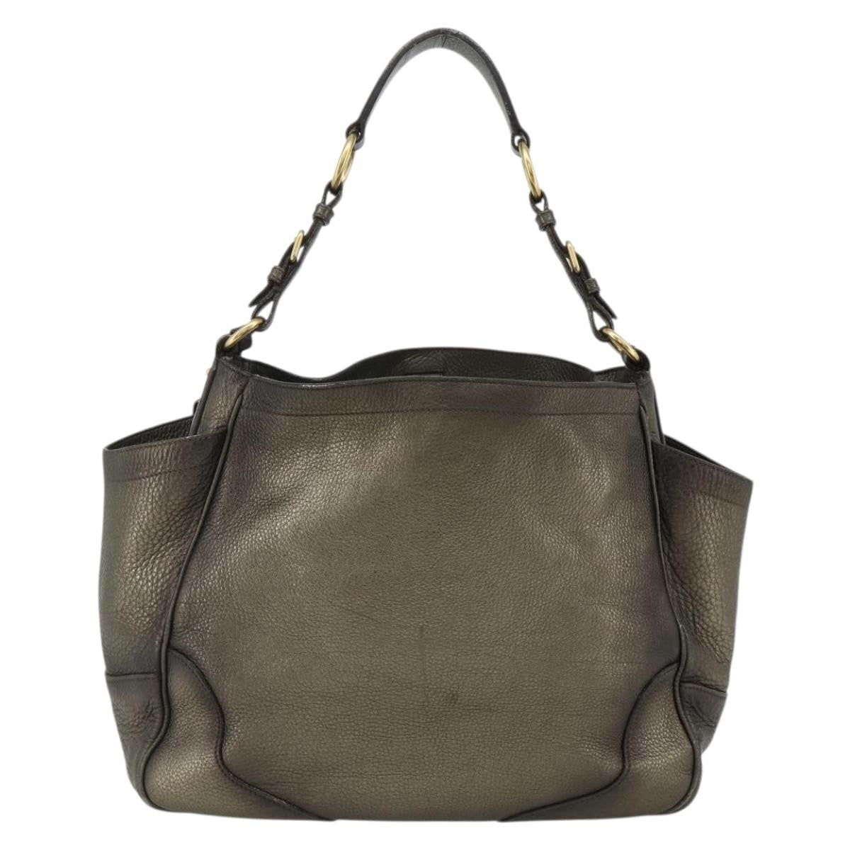 Prada Side Pocket Hobo Vitello Daino Gold Leather Shoulder Bag Bag (Pre-Owned)